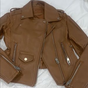 Brown faux leather Moto jacket